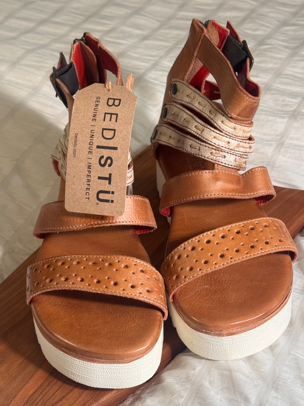 BED|STU Artemia Leather Strappy Gladiator Platform Sandals Size 8.5 NWT
